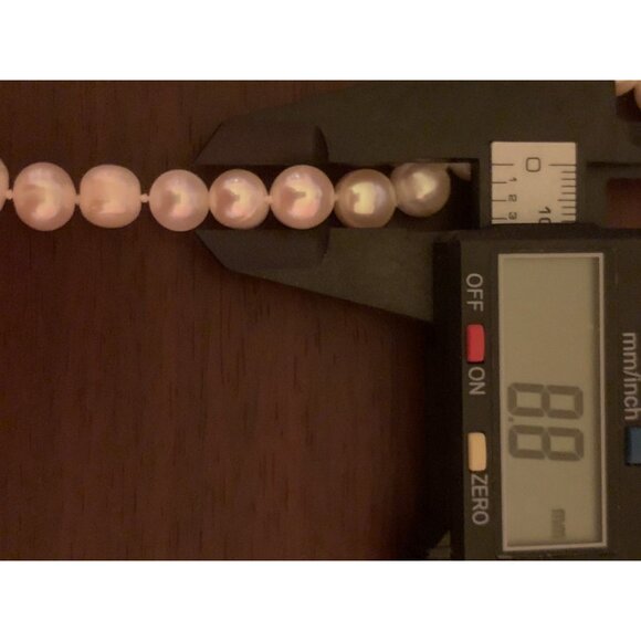 Pearl Necklace 18" 925 Ball Clasp Knotted 8.8mm Pearls - Picture 6 of 7